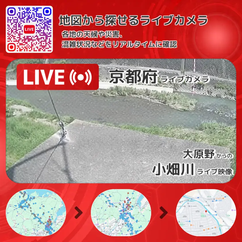京都府 「小畑川」ライブ映像(大原野 設置カメラ) ライブカメラ 監視カメラ