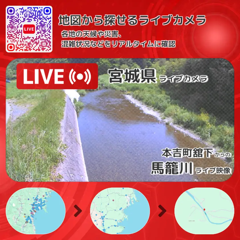 宮城県 「馬籠川」ライブ映像(本吉町舘下 設置カメラ) ライブカメラ 監視カメラ