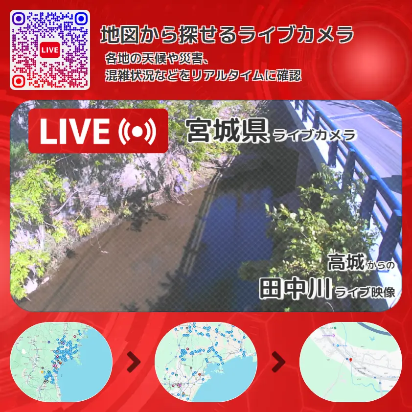 宮城県 「田中川」ライブ映像(高城 設置カメラ) ライブカメラ 監視カメラ
