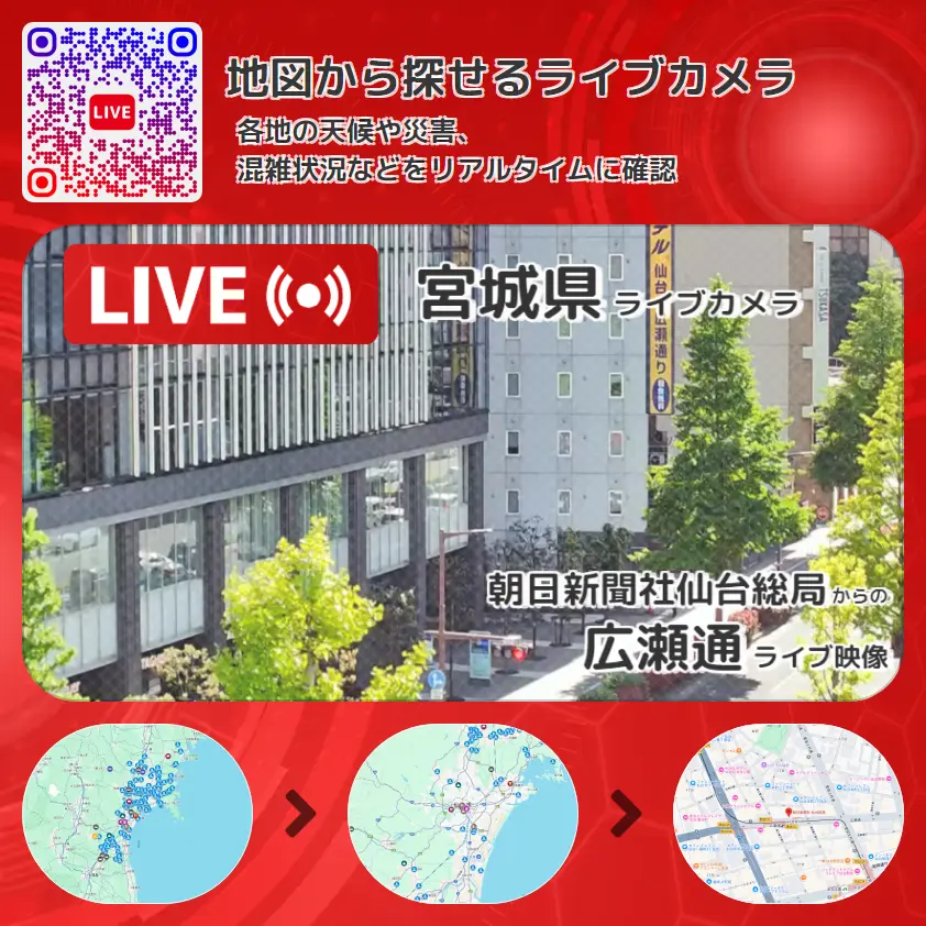 宮城県 「広瀬通」ライブ映像(朝日新聞社仙台総局 設置カメラ) ライブカメラ 監視カメラ