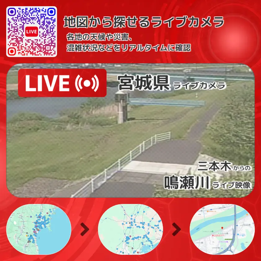 宮城県 「鳴瀬川」ライブ映像(三本木 設置カメラ) ライブカメラ 監視カメラ