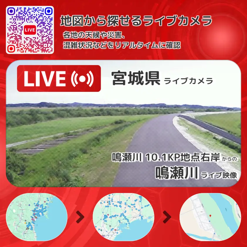 宮城県 「鳴瀬川」ライブ映像(鳴瀬川 10.1KP地点右岸 設置カメラ) ライブカメラ 監視カメラ