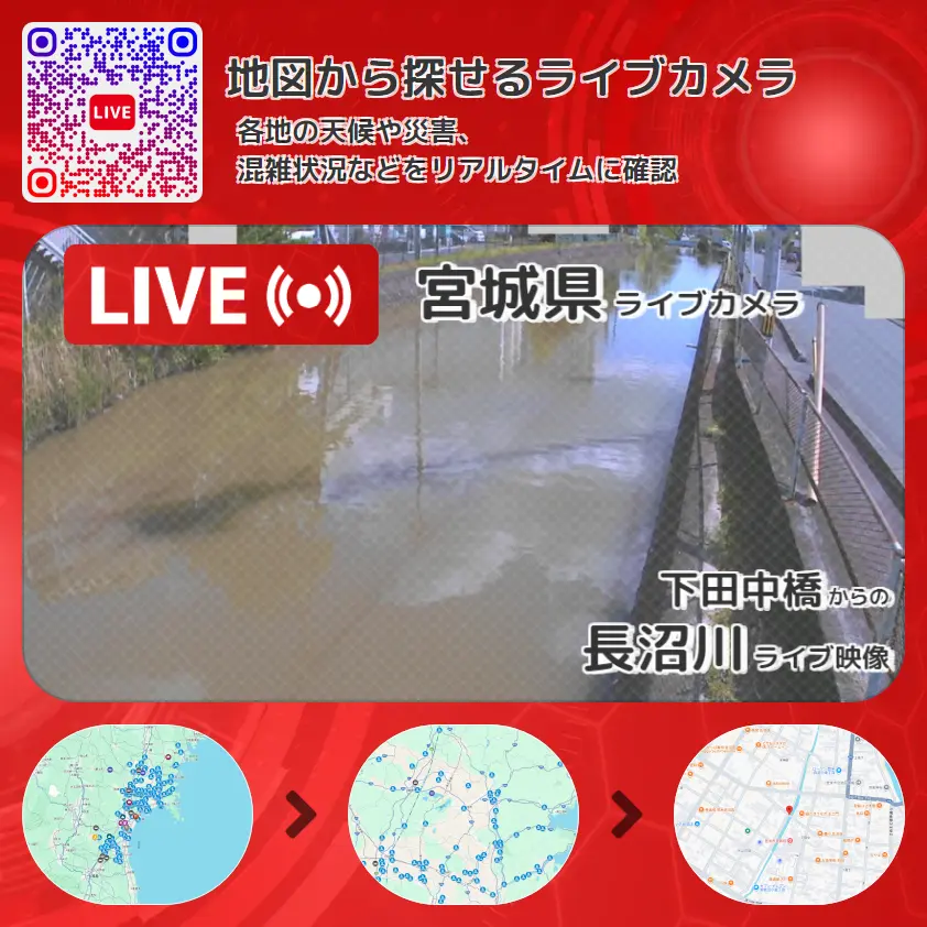 宮城県 「長沼川」ライブ映像(下田中橋 設置カメラ) ライブカメラ 監視カメラ