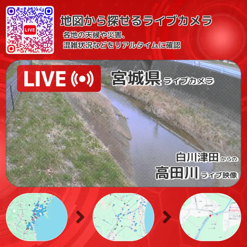 宮城県 「高田川」ライブ映像(白川津田 設置カメラ) ライブカメラ 監視カメラ