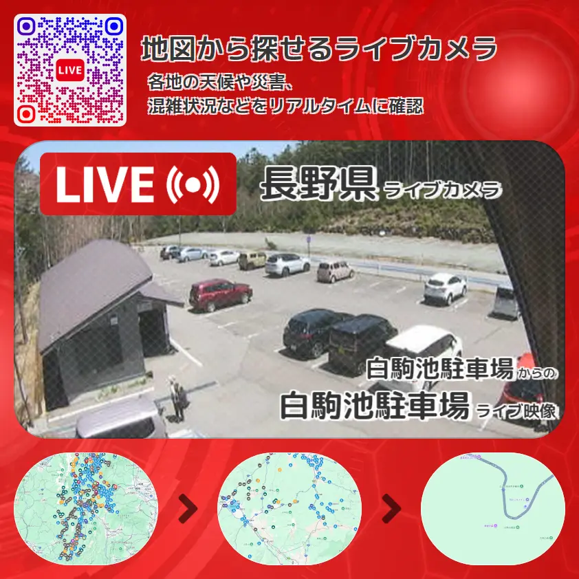 長野県 「白駒池駐車場」ライブ映像（白駒池駐車場 設置カメラ） ライブカメラ 監視カメラ