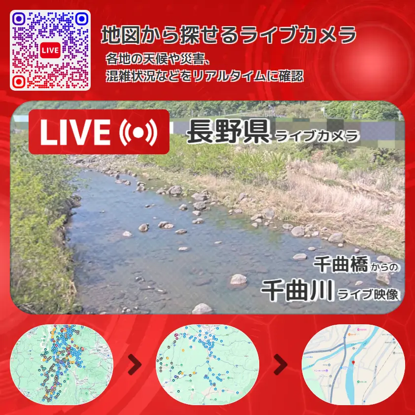 長野県 「千曲川」ライブ映像(千曲橋 設置カメラ) ライブカメラ 監視カメラ
