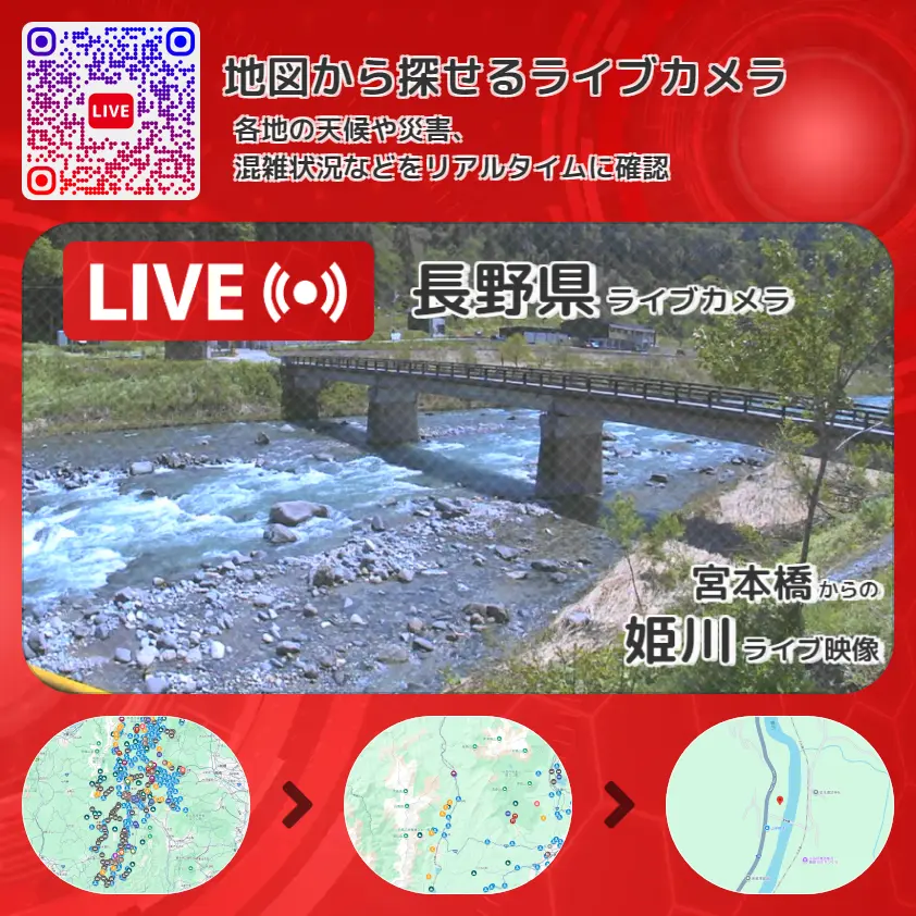 長野県 「姫川」ライブ映像(宮本橋 設置カメラ) ライブカメラ 監視カメラ