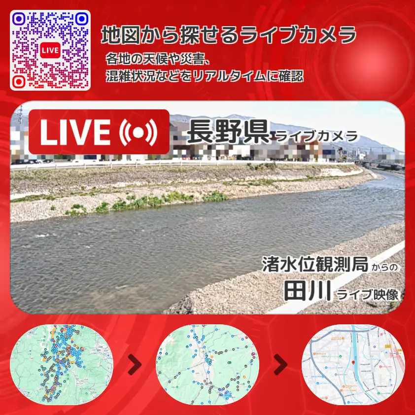 長野県 「田川」ライブ映像(渚水位観測局 設置カメラ) ライブカメラ 監視カメラ