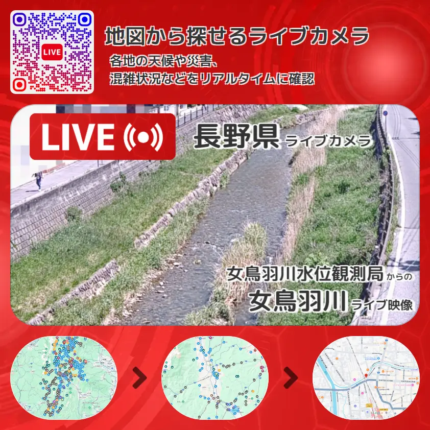 長野県 「女鳥羽川」ライブ映像(女鳥羽川水位観測局 設置カメラ) ライブカメラ 監視カメラ