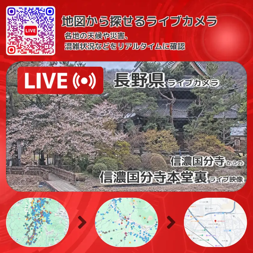 長野県 「信濃国分寺本堂裏」ライブ映像（信濃国分寺 設置カメラ） ライブカメラ 監視カメラ