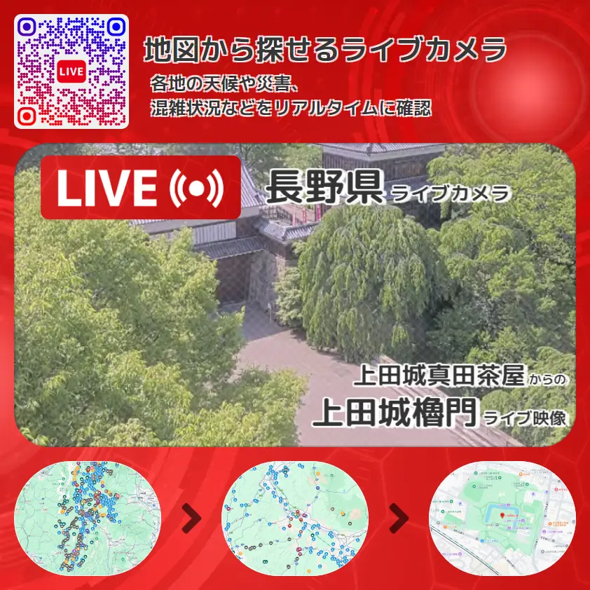 長野県 「上田城櫓門」ライブ映像（上田城真田茶屋 設置カメラ） ライブカメラ 監視カメラ