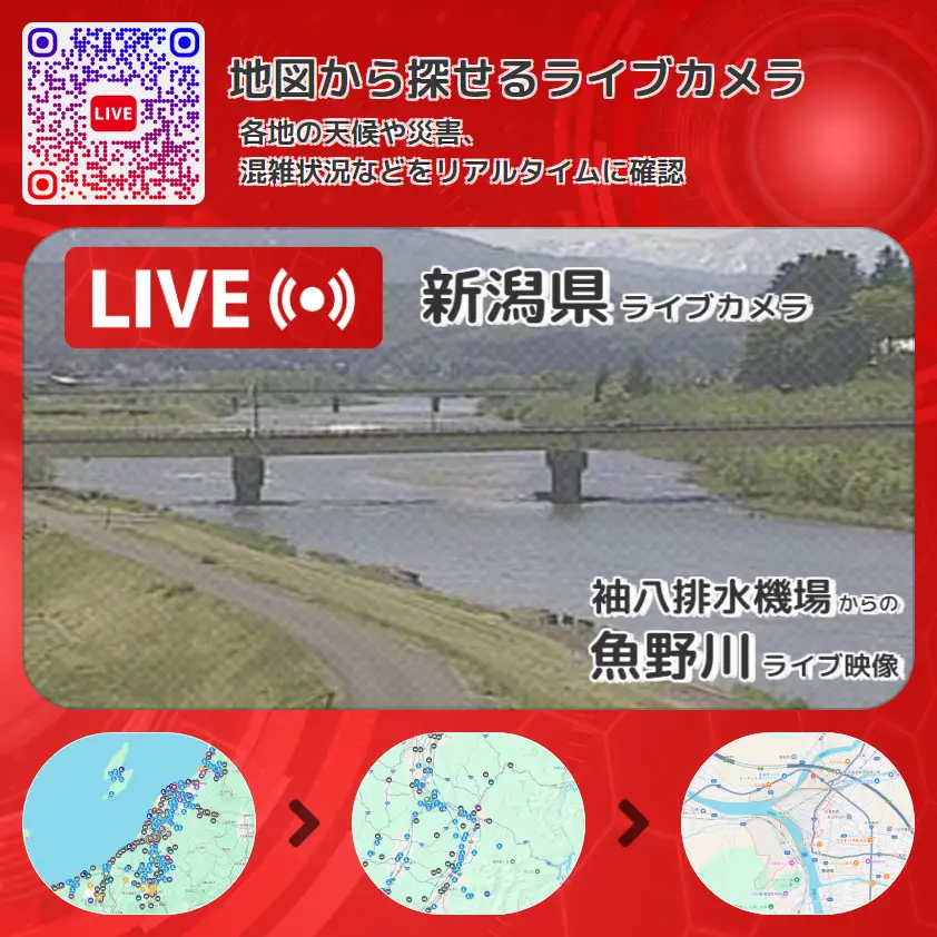 新潟県 「魚野川」ライブ映像(袖八排水機場 設置カメラ) ライブカメラ 監視カメラ