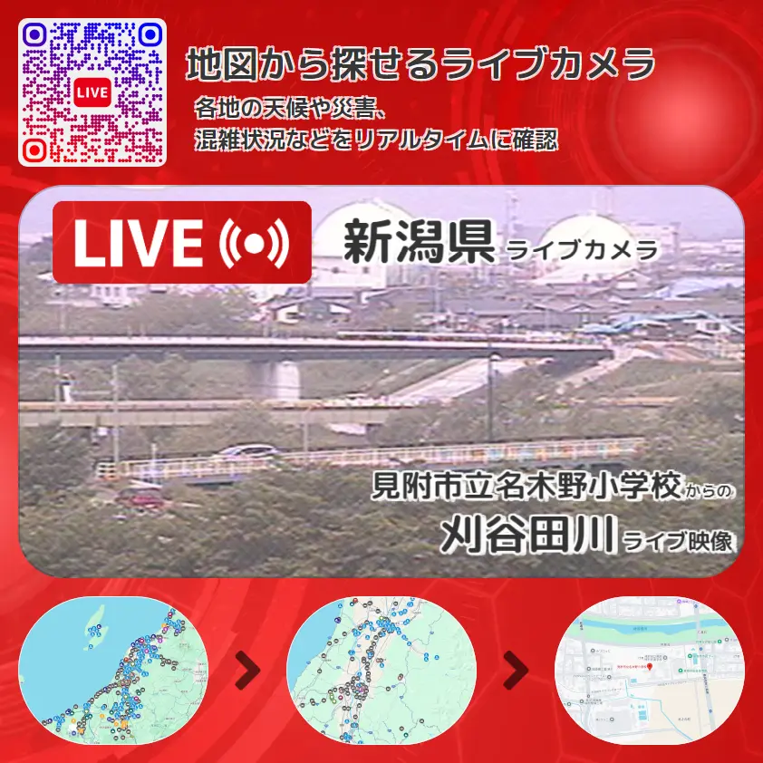新潟県 「刈谷田川」ライブ映像(見附市立名木野小学校 設置カメラ) ライブカメラ 監視カメラ