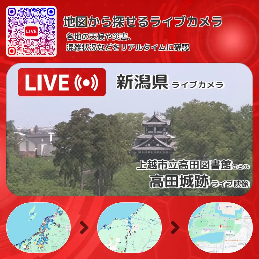 新潟県 「高田城跡」ライブ映像（上越市立高田図書館 設置カメラ） ライブカメラ 監視カメラ