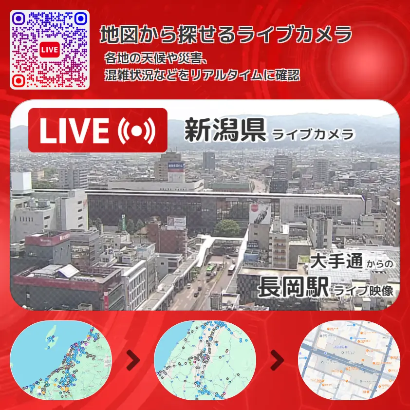 新潟県 「長岡駅」ライブ映像(大手通 設置カメラ) ライブカメラ 監視カメラ