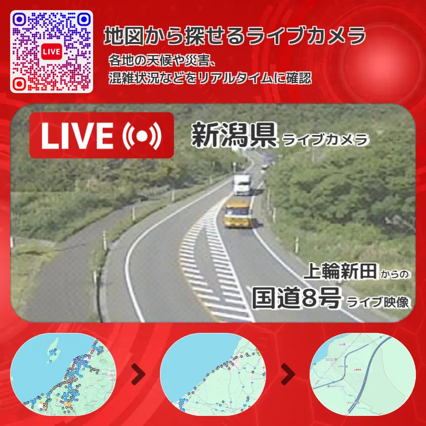 新潟県 「国道8号」ライブ映像(上輪新田 設置カメラ) ライブカメラ 監視カメラ