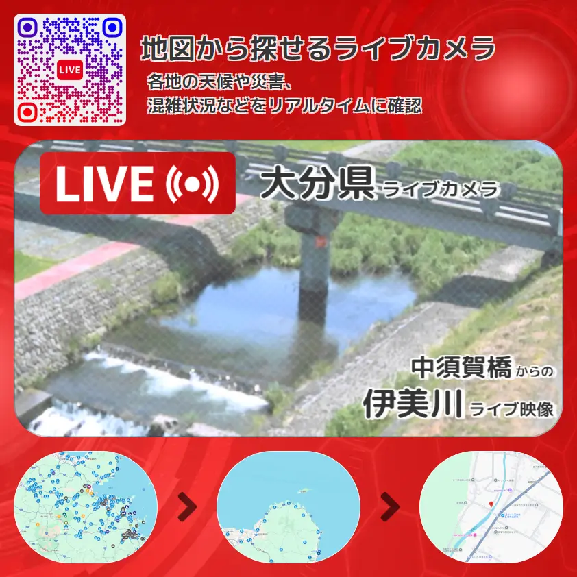 大分県 「伊美川」ライブ映像(中須賀橋 設置カメラ) ライブカメラ 監視カメラ