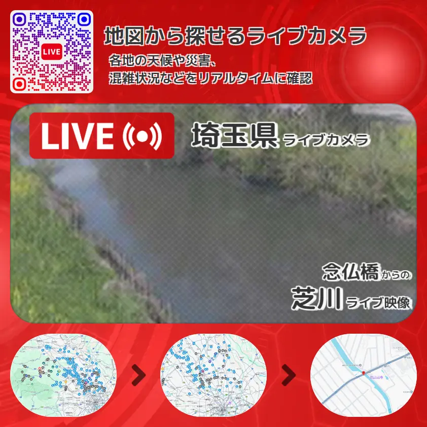 埼玉県 「芝川」ライブ映像(念仏橋 設置カメラ) ライブカメラ 監視カメラ