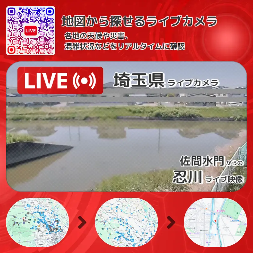 埼玉県 「忍川」ライブ映像(佐間水門 設置カメラ) ライブカメラ 監視カメラ
