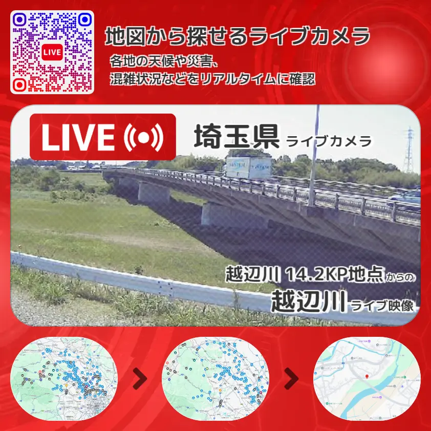 埼玉県 「越辺川」ライブ映像(越辺川 14.2KP地点 設置カメラ) ライブカメラ 監視カメラ
