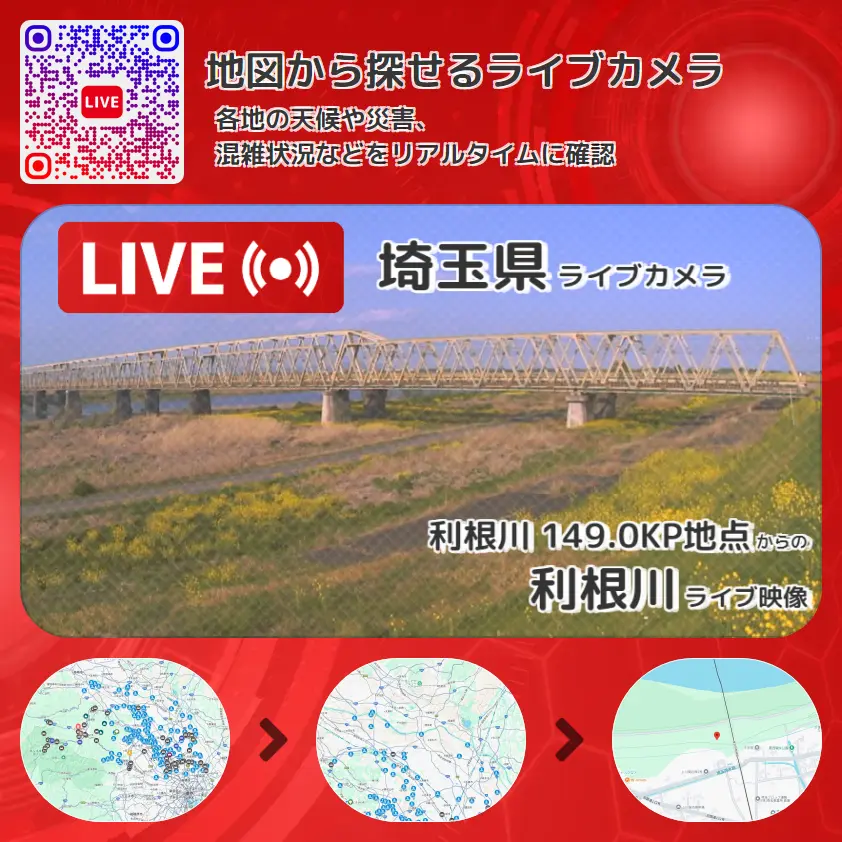 埼玉県 「利根川」ライブ映像(利根川 149.0KP地点 設置カメラ) ライブカメラ 監視カメラ