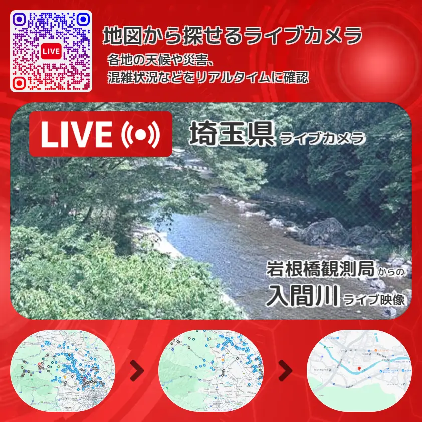 埼玉県 「入間川」ライブ映像(岩根橋観測局 設置カメラ) ライブカメラ 監視カメラ