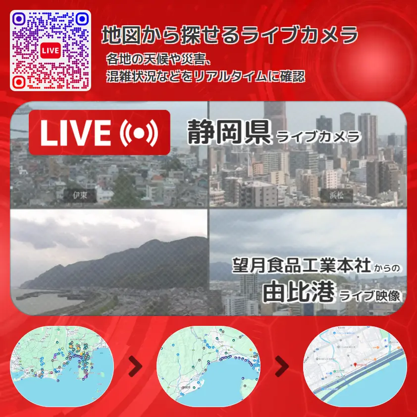 静岡県 「由比港」ライブ映像(望月食品工業本社 設置カメラ) ライブカメラ 監視カメラ