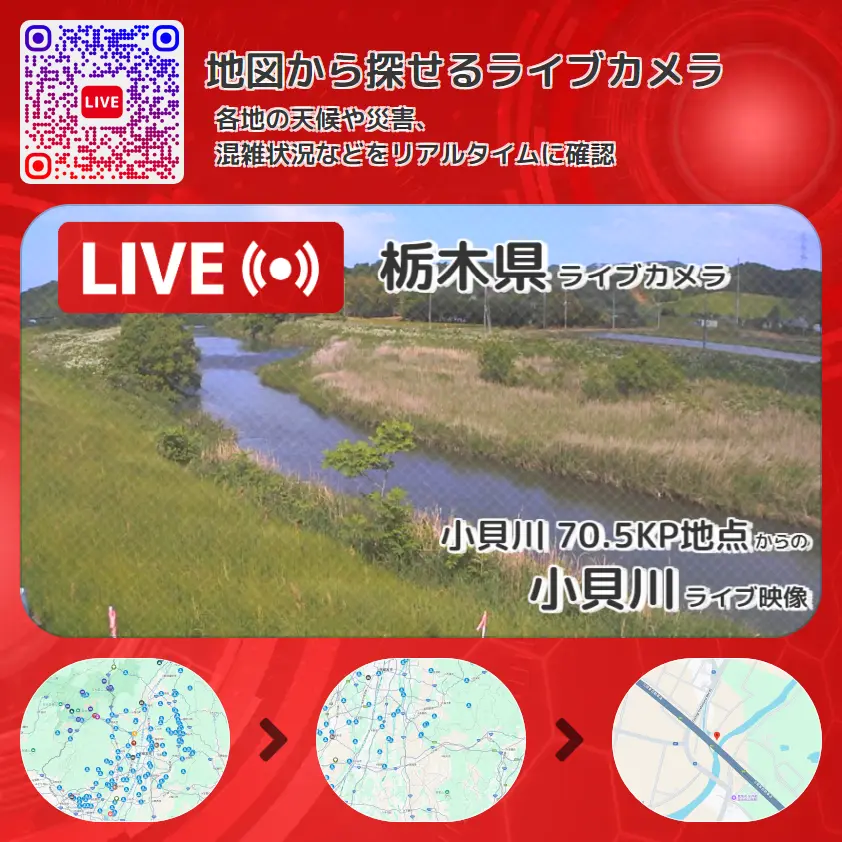栃木県 「小貝川」ライブ映像(小貝川 70.5KP地点 設置カメラ) ライブカメラ 監視カメラ