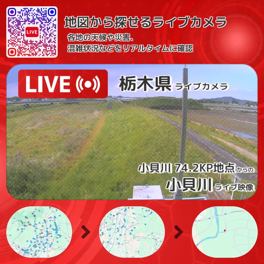栃木県 「小貝川」ライブ映像(小貝川 74.2KP地点 設置カメラ) ライブカメラ 監視カメラ