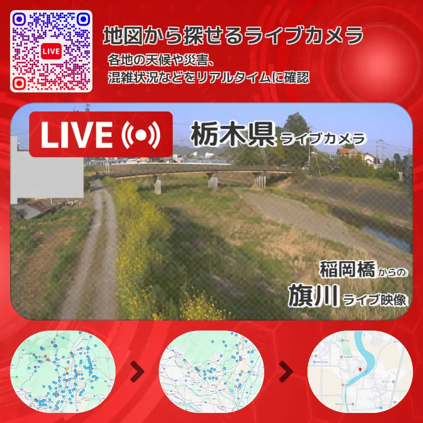 栃木県 「旗川」ライブ映像(稲岡橋 設置カメラ) ライブカメラ 監視カメラ