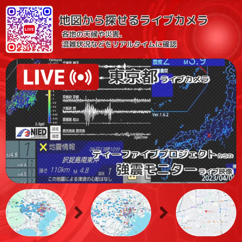 東京都 「強震モニター」ライブ映像（ティーファイブプロジェクト 設置カメラ） ライブカメラ 監視カメラ