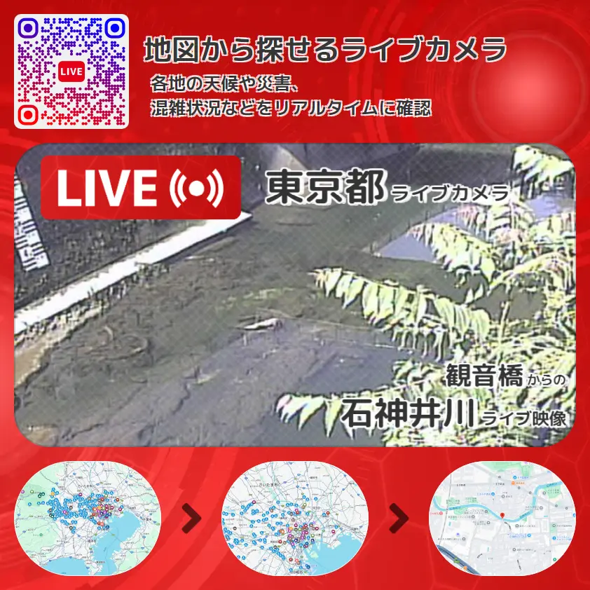 東京都 「石神井川」ライブ映像(観音橋 設置カメラ) ライブカメラ 監視カメラ