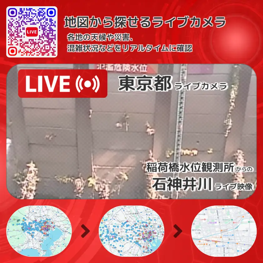 東京都 「石神井川」ライブ映像(稲荷橋水位観測所 設置カメラ) ライブカメラ 監視カメラ