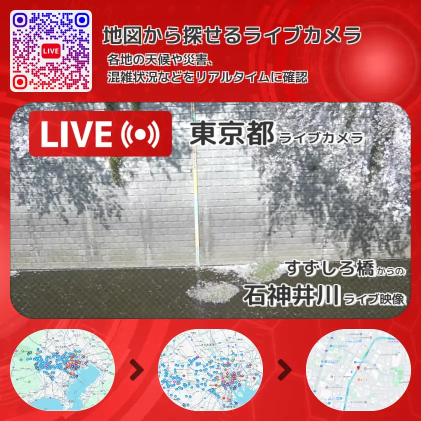 東京都 「石神井川」ライブ映像(すずしろ橋 設置カメラ) ライブカメラ 監視カメラ